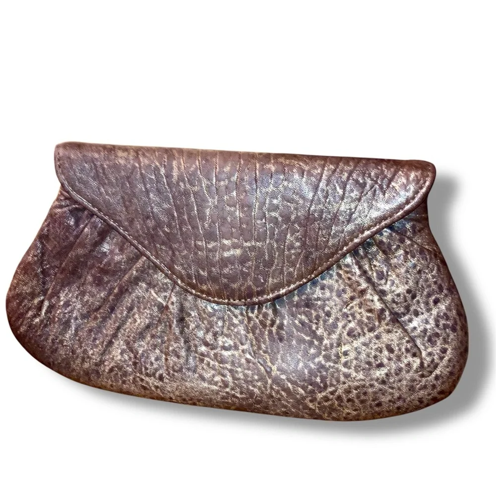 Lauren Merkin Bronze Leather Clutch - EUC.